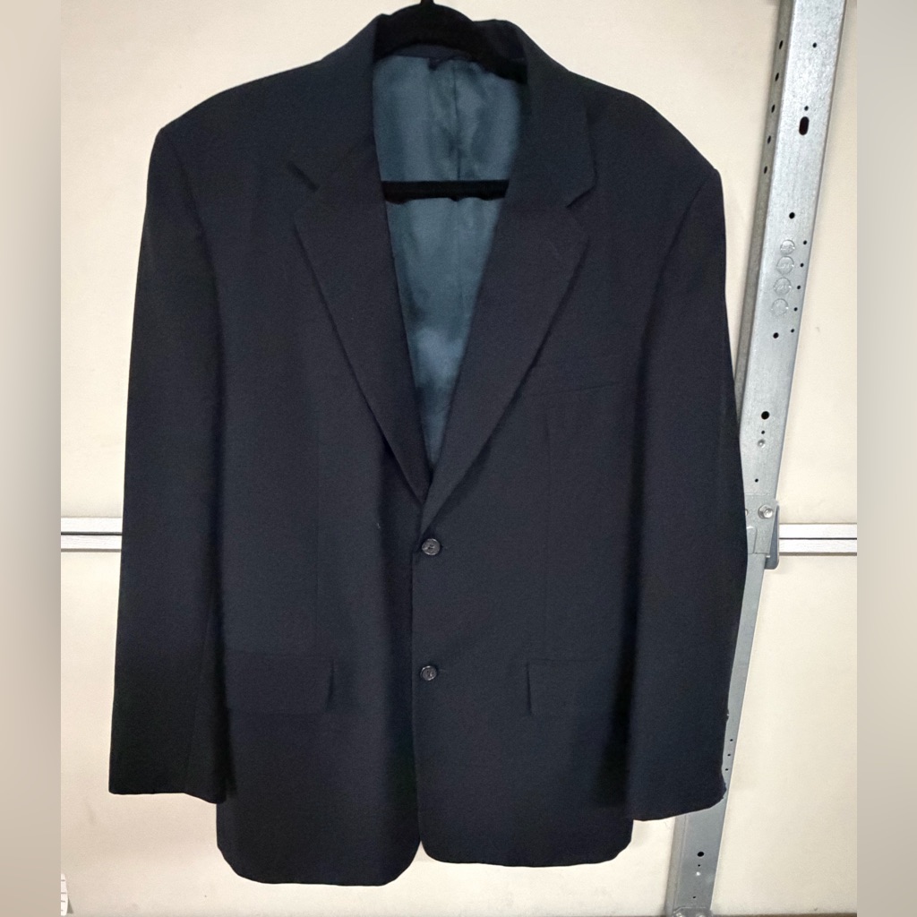 J. Crew Men's Black Two-Button Suit Jacket Blazer 100% Wool Made Usa